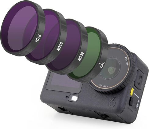 SOONSUN ND Filter Kit for DJI Osmo Action 6 – 4-Pack ND8/16/32/CPL Snap-On Lens Filters with HD Glass for Motion Blur Effects & Glare Reduction in Saudi Arabia