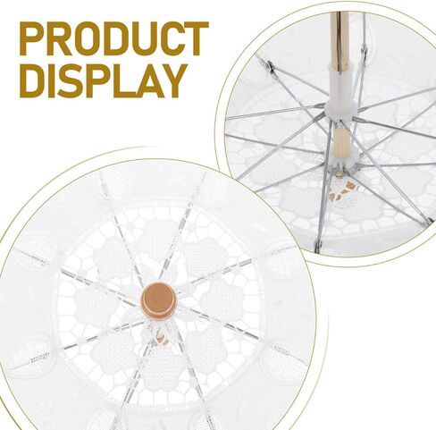 ibasenice Bridal Lace Parasol Umbrella Wedding Prop White Embroidered Bride Umbrella for Wedding Photography Tea Party Decoration with Wooden Handle in Saudi Arabia
