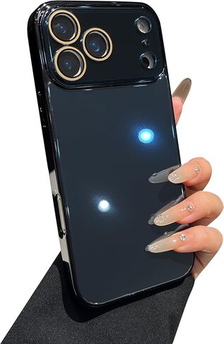 إطار مطلي بالكهرباء بلون خالص مع حماية لعدسة الكاميرا الكريستالية متوافق مع حافظة iPhone (iPhone 17 Pro Max، أحمر وردي) in Kuwait