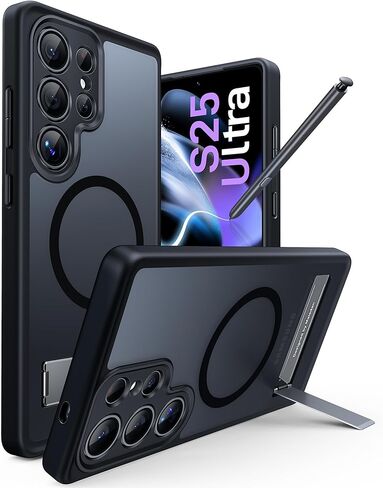 حافظة Maledan لهاتف Samsung Galaxy S26 Ultra مع حامل هاتف مدمج، حافظة حماية مغناطيسية مضادة للصدمات لهاتف Galaxy S26 Ultra 6.9 بوصة، مسند متوافق مع Magsafe، شفاف كريستالي مضاد للأصفر in Kuwait