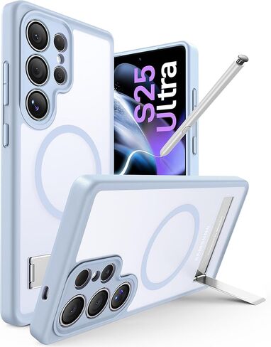 حافظة Maledan لهاتف Samsung Galaxy S26 Ultra مع حامل هاتف مدمج، حافظة حماية مغناطيسية مضادة للصدمات لهاتف Galaxy S26 Ultra 6.9 بوصة، مسند متوافق مع Magsafe، شفاف كريستالي مضاد للأصفر in Kuwait