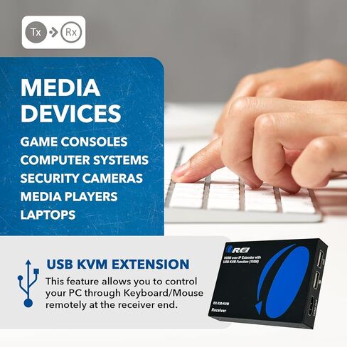 OREI KVM Over IP HDMI Extender Over LAN, Single CAT5e/CAT6A/CAT7 Cable Output1080p PC Control - Up to 492 Ft - Remote Keyboard Mouse USB Control - Over Home Network in Saudi Arabia