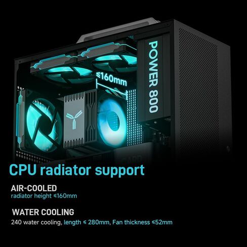 حافظة Micro ATX Mini PC Computer Matx - تدفق هواء محسّن - إدارة الكابلات الخلفية - تدعم وحدات معالجة الرسومات كاملة الحجم - مبرد سائل 240 مم - مقبض حمل قابل للفصل - زجاج مقسى - أسود in Saudi Arabia