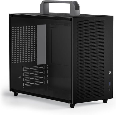 حافظة Micro ATX Mini PC Computer Matx - تدفق هواء محسّن - إدارة الكابلات الخلفية - تدعم وحدات معالجة الرسومات كاملة الحجم - مبرد سائل 240 مم - مقبض حمل قابل للفصل - زجاج مقسى - أسود in Saudi Arabia