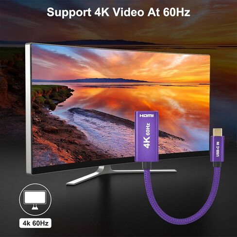 محول Itramax USB C إلى HDMI، محول USB-C ذكر إلى HDMI أنثى 4K@60 هرتز (متوافق مع Thunderbolt 3) لأجهزة MacBook 2016/2017/2018/2020، وMacBook Air، وiPad، وMicrosoft Surface Book Pro 7، وDell XPS 15/13 in Kuwait
