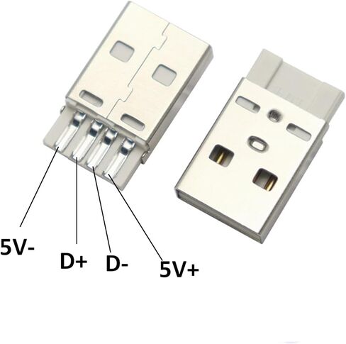 20 مجموعة من موصل لحام ذكر USB 2.0 من النوع A، قابس USB ذو 4 دبابيس، سرعة عالية 480 ميجا بت في الثانية، إصلاح الأسلاك بنفسك واستبدال الكابل (أسود وأبيض) in Kuwait