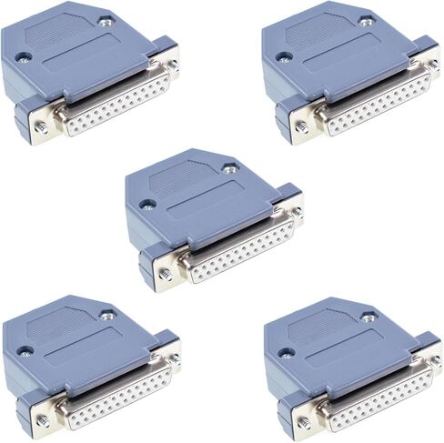 5 Pack DB25 Female Connector Solder Type with Plastic Hood, 25 Pin D-Sub Solder Cup Adapter Kit for Serial Port, RS232 RS485 Communication Interface DIY Projects in Saudi Arabia