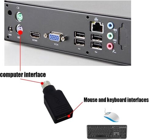 محول USB بديل إلى PS2، محول USB أنثى إلى PS/2 ذكر محول ذكر إلى أنثى PS-2 جاك إلى قابس USBA، متوافق مع الماوس ولوحة المفاتيح (أسود، عبوتان) in Kuwait