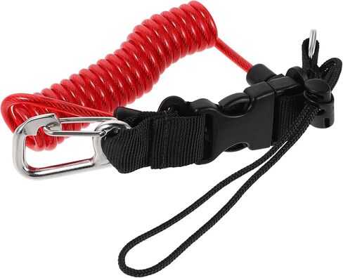 Scuba Diving Lanyard Retractable Spring Coiled Anti-drop Rope with Quick Release Buckle for Underwater Cameras and Dive Lights, Heavy Duty Safety Strap, Red in Saudi Arabia