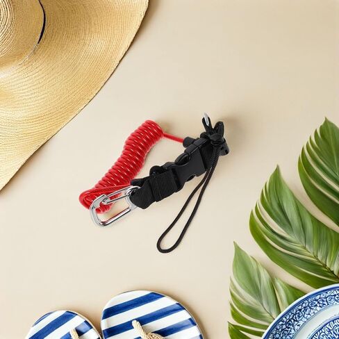 Scuba Diving Lanyard Retractable Spring Coiled Anti-drop Rope with Quick Release Buckle for Underwater Cameras and Dive Lights, Heavy Duty Safety Strap, Red in Saudi Arabia