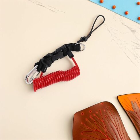 Scuba Diving Lanyard Retractable Spring Coiled Anti-drop Rope with Quick Release Buckle for Underwater Cameras and Dive Lights, Heavy Duty Safety Strap, Red in Saudi Arabia