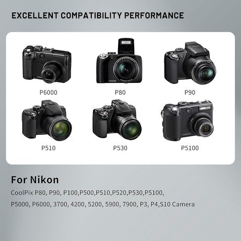 2 بطارية EN-EL5 مع شاحن USB-C ذكي LCD مزدوج لكاميرا Nikon CoolPix P80، P90، P100، P500، P510، P520، P530، P5100، P5000، P6000، 3700، 4200، 5200، 5900، 7900، P3، P4، S10 in Kuwait