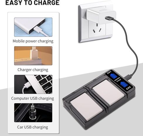 2 بطارية EN-EL5 مع شاحن USB-C ذكي LCD مزدوج لكاميرا Nikon CoolPix P80، P90، P100، P500، P510، P520، P530، P5100، P5000، P6000، 3700، 4200، 5200، 5900، 7900، P3، P4، S10 in Kuwait
