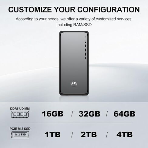 سطح المكتب HP OmniDesk M02 Business Tower مع Copilot AI، Intel Core i7-14700، ذاكرة الوصول العشوائي DDR5 16 جيجابايت / 32 جيجابايت / 64 جيجابايت مخصصة، 1 تيرابايت / 2 تيرابايت / 4 تيرابايت SSD، لوحة مفاتيح وماوس سلكية، Wi-Fi 6، بلوتوث، Win11P in Kuwait