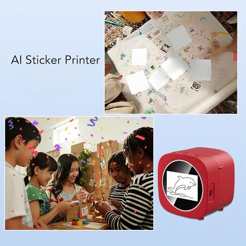 صندوق طابعة الملصقات الصوتية Fabater AI، صندوق ملصقات جيب محمول مع شاشة 2.4 بوصة، ورق طباعة وقلم ملون، صانع ملصقات حرارية صغيرة بدون حبر للحرف اليدوية in Kuwait