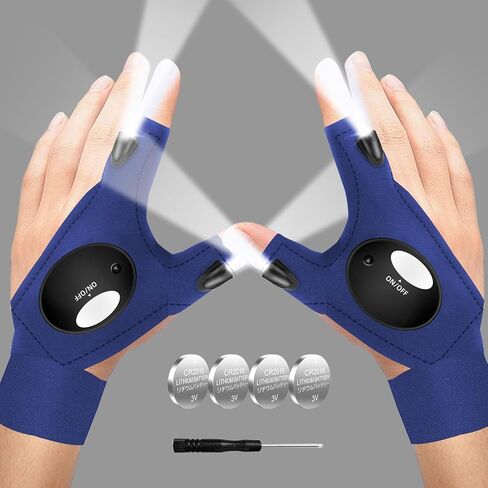 MOIPEJO LED Flashlight Gloves, Stocking Stuffers for Adults Christmas Gifts for Men Dad Boyfriend Husband Him, Cool Gadget Tools for Camping Fishing, Fathers Day Valentines Birthday Gift in Kuwait