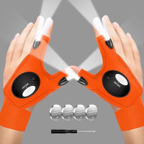 MOIPEJO LED Flashlight Gloves, Stocking Stuffers for Adults Christmas Gifts for Men Dad Boyfriend Husband Him, Cool Gadget Tools for Camping Fishing, Fathers Day Valentines Birthday Gift in Kuwait