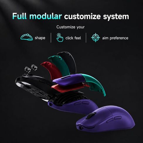 PWNAGE Ultra Custom Pro Symm 3 Wireless Gaming Mouse - Adjustable Sensor Position, Hot-Swappable Mechanical & Optical Switches, Modular Shape System, 8K Polling, 50g Ultralight - Nyomi Purple in Saudi Arabia