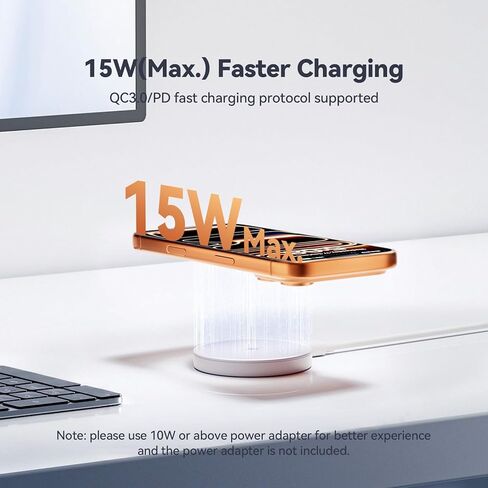 شاحن MagSafe 2 حزمة شاحن لاسلكي مغناطيسي بقدرة 15 واط، لوحة شحن سريعة مع كابل 4.2 قدم من النوع C متوافق مع iPhone 17/16/15/14/13/12 Series & AirPods 4/3/2/Pro MagSafe Charging Pad in Kuwait