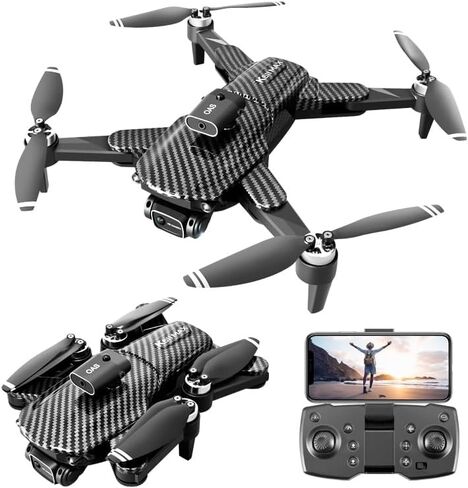 Drone with Camera 4K, 150° Adjustable Lens Foldable RC Quadcopter, Brushless Motors, Night Vision, Shock Absorbing, Obstacle Avoidance, One Key Take Off, 2 Batteries in Saudi Arabia