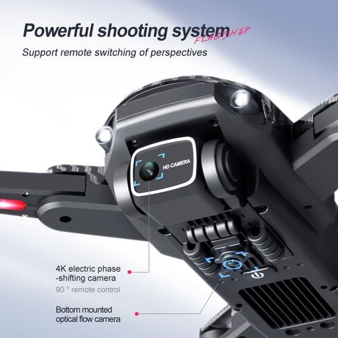 Drone with Camera 4K, 150° Adjustable Lens Foldable RC Quadcopter, Brushless Motors, Night Vision, Shock Absorbing, Obstacle Avoidance, One Key Take Off, 2 Batteries in Saudi Arabia