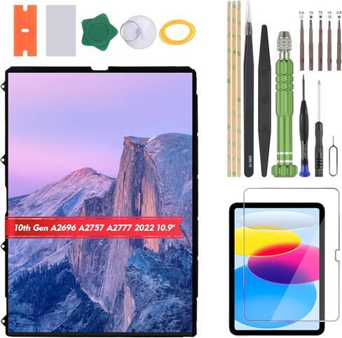 بديل شاشة iPad 10th Gen 2022 10.9 بوصة لجهاز iPad A2696 A2757 A2777 مجموعة إصلاح مجموعة الشاشة (شاشة LCD + محول رقمي لشاشة تعمل باللمس) in Saudi Arabia