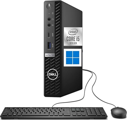 Dell OptiPlex 7080 Micro PC Tiny Desktop, Intel Core i5-10500T, 16GB RAM, 256GB SSD, Windows 11 Mini Computer, Keyboard and Mouse, WiFi, Bluetooth (Renewed) in Saudi Arabia