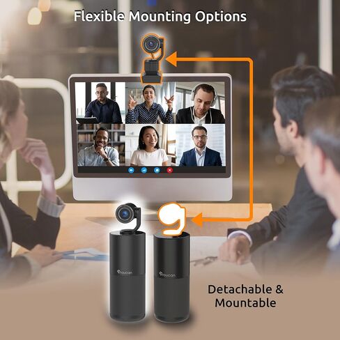 نظام مؤتمرات الفيديو TOUCAN Conference HD، كاميرا 1080P HD، مكبر صوت مع 4 ميكروفونات، كاميرا مؤتمرات USB للتوصيل والتشغيل للتكبير والفرق وGoogle Meet والمكتب والمنزل in Kuwait