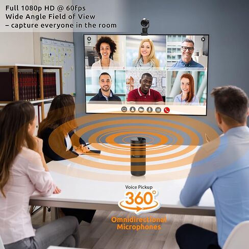 نظام مؤتمرات الفيديو TOUCAN Conference HD، كاميرا 1080P HD، مكبر صوت مع 4 ميكروفونات، كاميرا مؤتمرات USB للتوصيل والتشغيل للتكبير والفرق وGoogle Meet والمكتب والمنزل in Kuwait