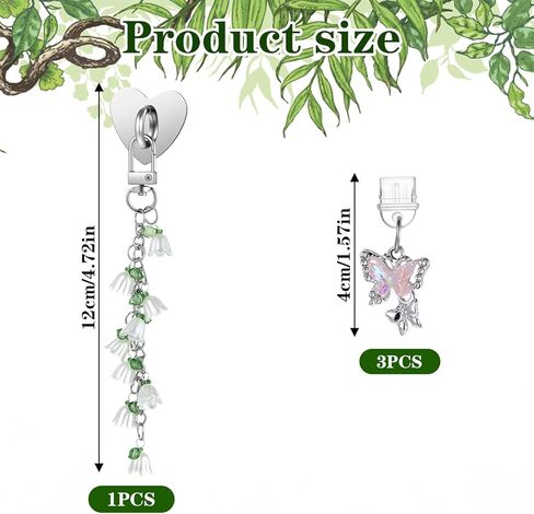 WLLHYF Cute Phone Charms Set Including Type C/USB C Dust Plug, Heart Grip Holder, Floral Keychain with Hook Compatible with Paperwhite 11th/12th Generation in Saudi Arabia