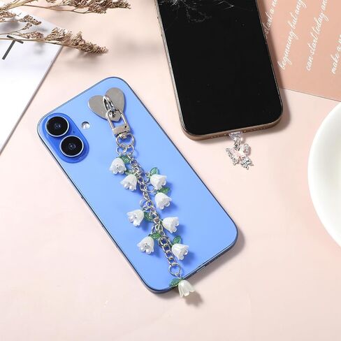 WLLHYF Cute Phone Charms Set Including Type C/USB C Dust Plug, Heart Grip Holder, Floral Keychain with Hook Compatible with Paperwhite 11th/12th Generation in Saudi Arabia