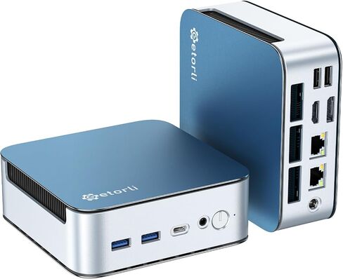 Getorli Mini PC, AMD Ryzen 5 6600H (Beats 5825U/7430U), 16G LPDDR5 512G NVMe SSD, Desktop Mini Computer with WiFi 6 BT 5.3, Triple 4K Display, Dual LAN for Home Office/Business/Education/Light Gaming in Kuwait