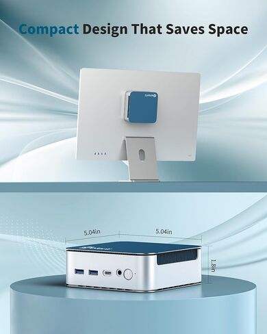 Getorli Mini PC, AMD Ryzen 5 6600H (Beats 5825U/7430U), 16G LPDDR5 512G NVMe SSD, Desktop Mini Computer with WiFi 6 BT 5.3, Triple 4K Display, Dual LAN for Home Office/Business/Education/Light Gaming in Kuwait