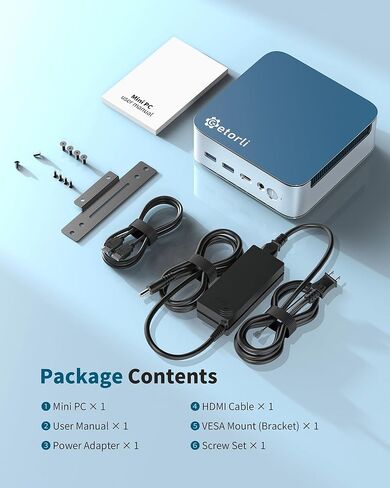 Getorli Mini PC, AMD Ryzen 5 6600H (Beats 5825U/7430U), 16G LPDDR5 512G NVMe SSD, Desktop Mini Computer with WiFi 6 BT 5.3, Triple 4K Display, Dual LAN for Home Office/Business/Education/Light Gaming in Kuwait