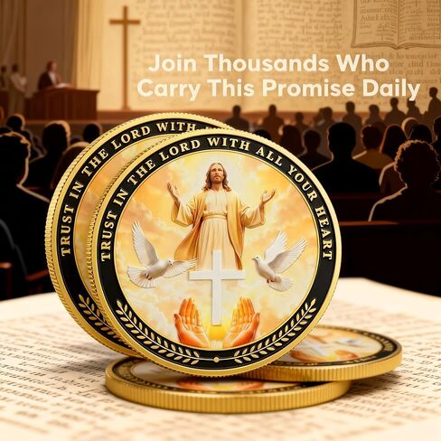 الثقة في الرب مع كل قلبك تحدي عملة - الدافع المسيحي الرمز المميز للجيب ، الثقة في God Daily تذكير in Saudi Arabia