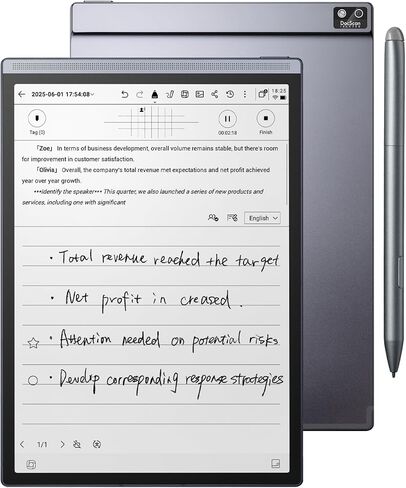تابلت AINOTE Air 2، 8.2 بوصة بتقنية AI E Ink Tablet، تابلت ذكي لتدوين الملاحظات الورقية مع قلم وإضاءة قابلة للتعديل، نسخ متعدد اللغات، إدارة جدول محاضر الاجتماعات in Kuwait