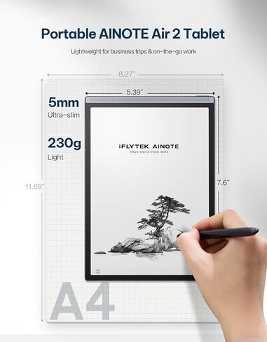 تابلت AINOTE Air 2، 8.2 بوصة بتقنية AI E Ink Tablet، تابلت ذكي لتدوين الملاحظات الورقية مع قلم وإضاءة قابلة للتعديل، نسخ متعدد اللغات، إدارة جدول محاضر الاجتماعات in Kuwait