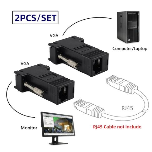 محول 2 قطعة/المجموعة VGA RGB ذكر إلى ذكر أكثر من Cat6 Cat5e RJ45 أنثى محول إيثرنت Modualr لشاشة الكمبيوتر in Kuwait