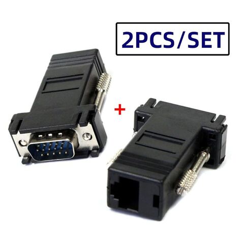 Adapter 2pcs/Set VGA RGB Male to Male Over Cat6 Cat5e RJ45 Female Ethernet Modualr Adapter for Computer Monitor in Saudi Arabia