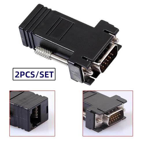Adapter 2pcs/Set VGA RGB Male to Male Over Cat6 Cat5e RJ45 Female Ethernet Modualr Adapter for Computer Monitor in Saudi Arabia