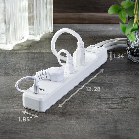 CyberPower CSP604UCW واقي التيار الزائد، 1500J، 6 منافذ، 1 USB-A، 1 USB-C، سلك طاقة 4 أقدام، أبيض، ETL in Saudi Arabia