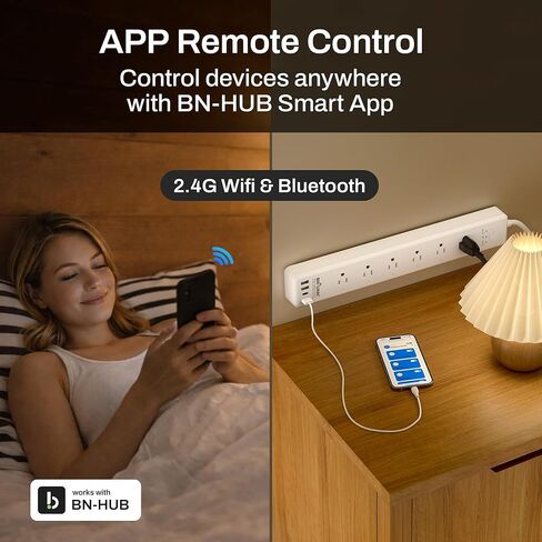 BN-LINK Smart WiFi Power Strip Surge Protector, 6 Individually Controlled Outlets, 4 USB Ports with 20W USB-C Fast Charging, Alexa & Google Home Compatible, App Timer Control in Saudi Arabia