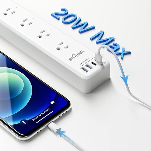BN-LINK Smart WiFi Power Strip Surge Protector, 6 Individually Controlled Outlets, 4 USB Ports with 20W USB-C Fast Charging, Alexa & Google Home Compatible, App Timer Control in Saudi Arabia