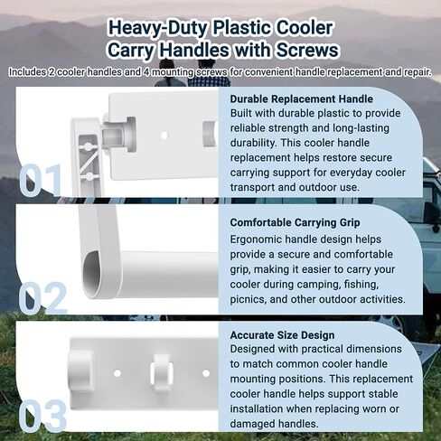 21023 Cooler Handle Replacement Kit, Compatible with Igloo 25–72 Qt Coolers, Heavy-Duty Plastic Cooler Carry Handles with Screws, Replacement Handle Parts (2 Pack) in Saudi Arabia