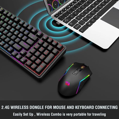 Redragon S162 3-Mode Wilreess Gaming Keyboard & Mouse Combo, 99 Keys K744 RGB GamingKeyboard and 8000 DPI M693 Gaming Mouse Bundle in Saudi Arabia