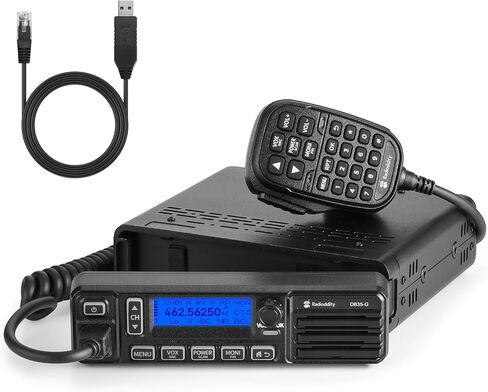 Radioddity DB35-G GMRS Mobile Radio, 35W High Power Transceiver with Detachable Control Panel, UHF/VHF Dual Band Receiver, NRC Noise Reduction, Programming Cable, Long Range for Jeep Truck Off Road in Saudi Arabia