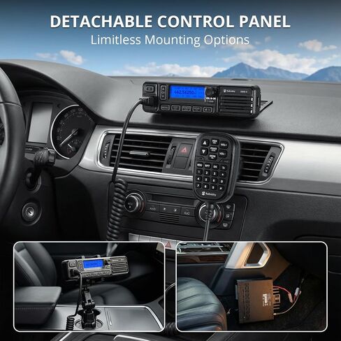 Radioddity DB35-G GMRS Mobile Radio, 35W High Power Transceiver with Detachable Control Panel, UHF/VHF Dual Band Receiver, NRC Noise Reduction, Programming Cable, Long Range for Jeep Truck Off Road in Saudi Arabia