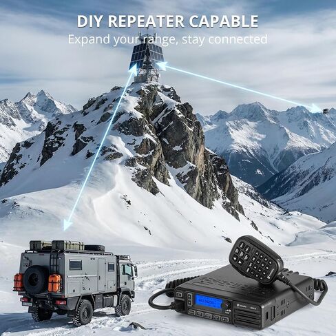 Radioddity DB35-G GMRS Mobile Radio, 35W High Power Transceiver with Detachable Control Panel, UHF/VHF Dual Band Receiver, NRC Noise Reduction, Programming Cable, Long Range for Jeep Truck Off Road in Saudi Arabia