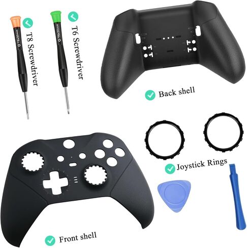 Black Elite 2 Front+ Back Housing Shell Replacement Kit Compatible for Xbox Elite Series 2 Controller Housing Shell Replacement with 2 Rings, and Repair Tools in Saudi Arabia