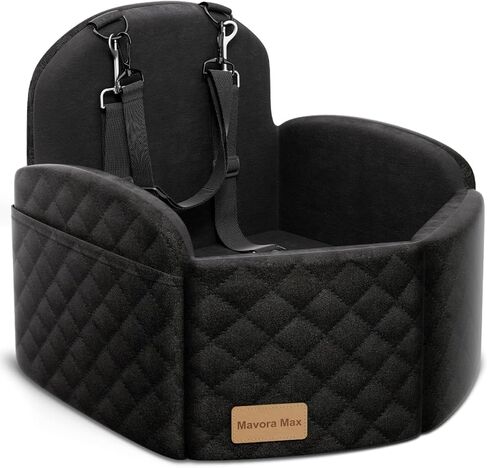 Dog Car Seat for Small/Medium Dogs & Puppies up to 35lbs, Elevated Booster, Pet Carrier & Car Bed, Memory Foam, Washable Cover, 2 Safety Leashes, Non-Slip, Grey in Saudi Arabia